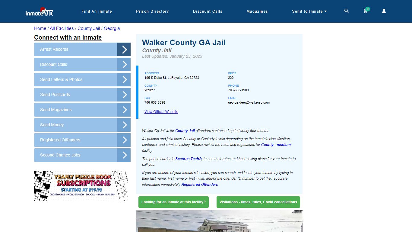 Walker County GA Jail - Inmate Locator - LaFayette, GA